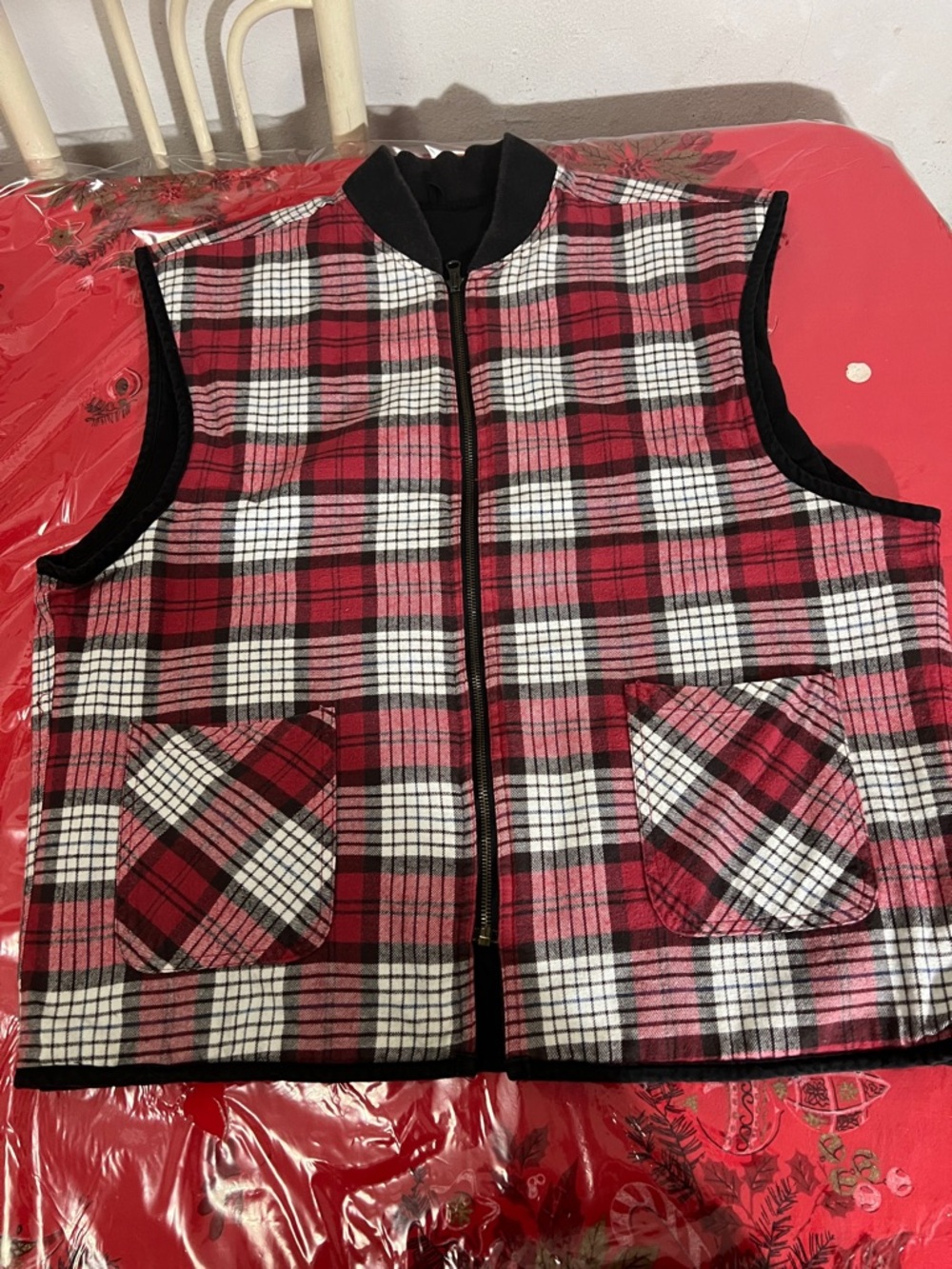 Vintage Marlboro Vest Mens Sz L Black Quilted Plaid Flannel Lined Reversible 90s - Picture 11 of 12